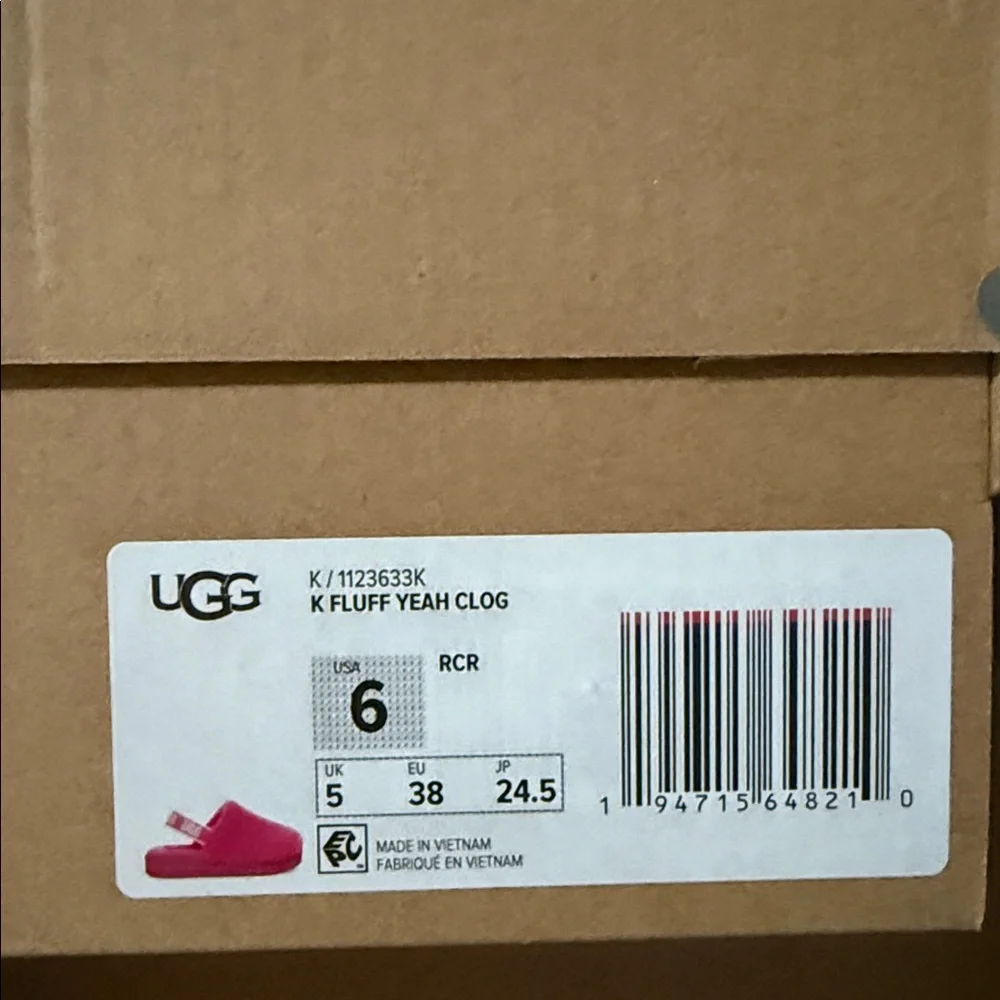 UGG Pink Fluffy Slingback Sandals Size 6 Kids - Picture 6 of 6